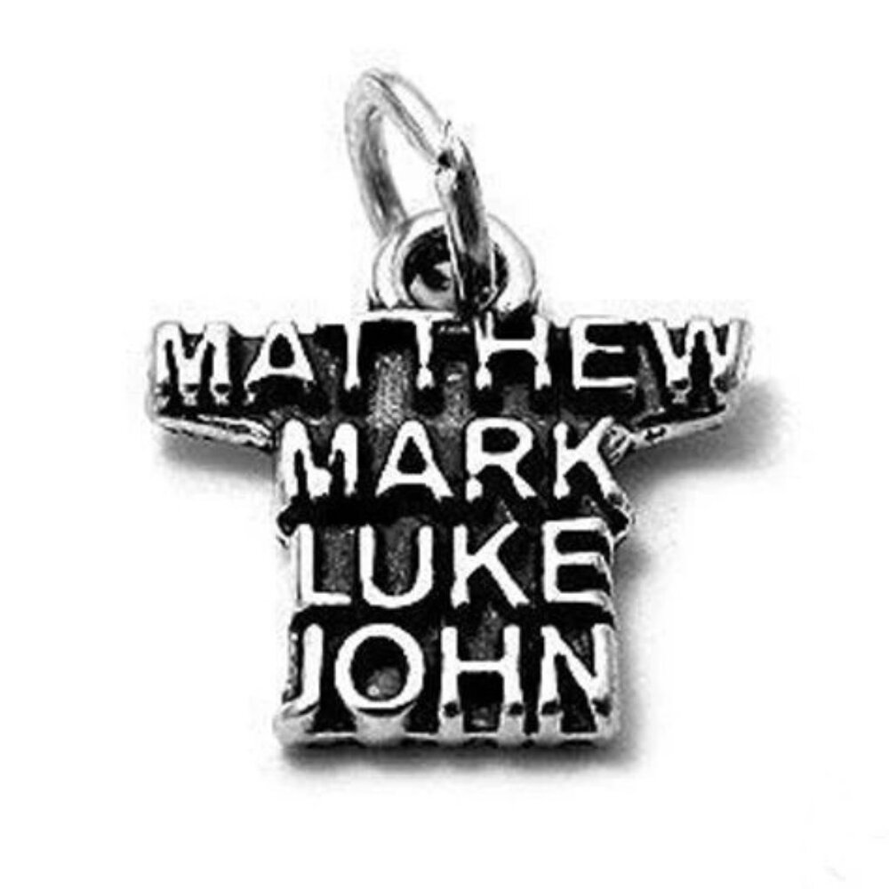 "Matthew, Mark, Luke, John" Gospels Charm In Sterling Silver